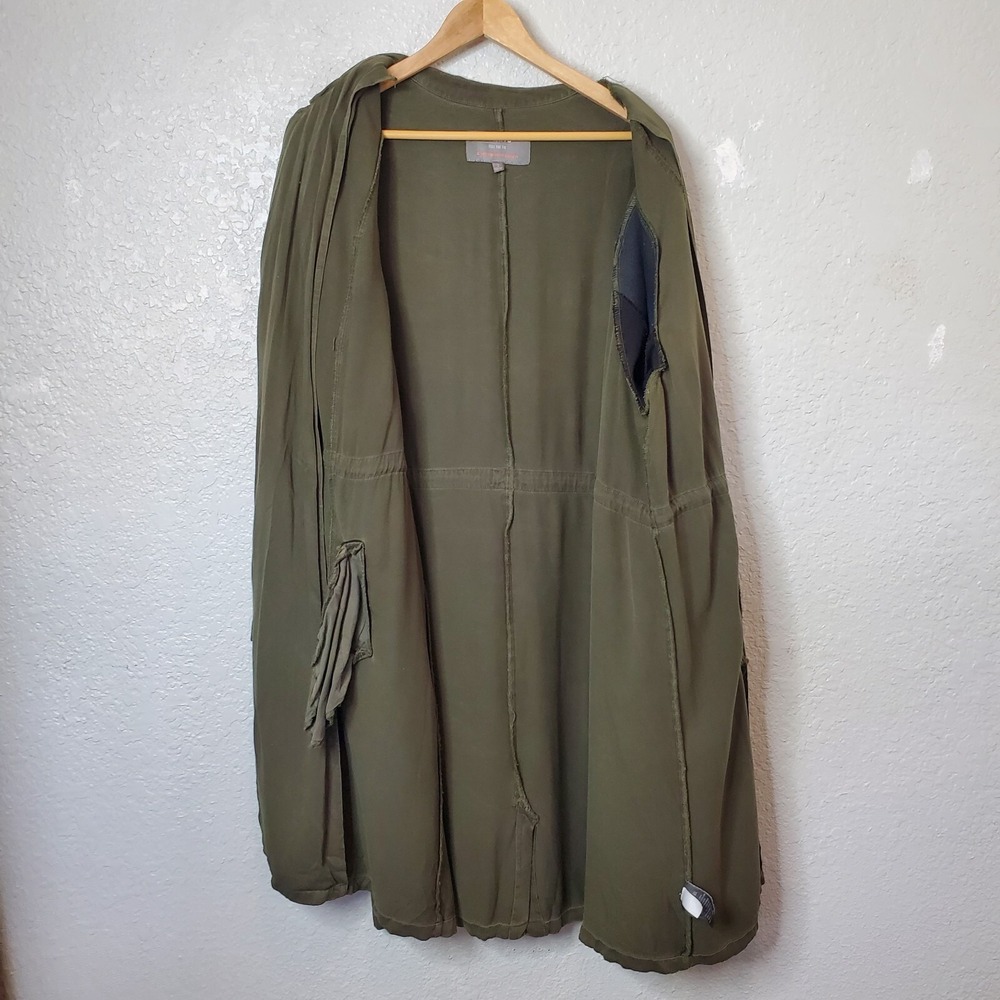 Torrid Anorak Jacket Twill Fabric Faux Leather Sleeves Dark Green Black Sz 3XL - Picture 15 of 16